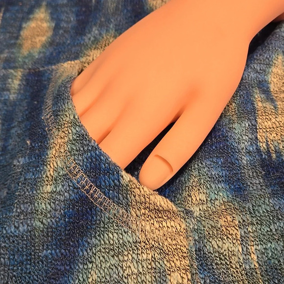 Ruby Rd top Blue & White Long Sleeve w/ Fold up strap Women size Petite Small - Picture 9 of 12